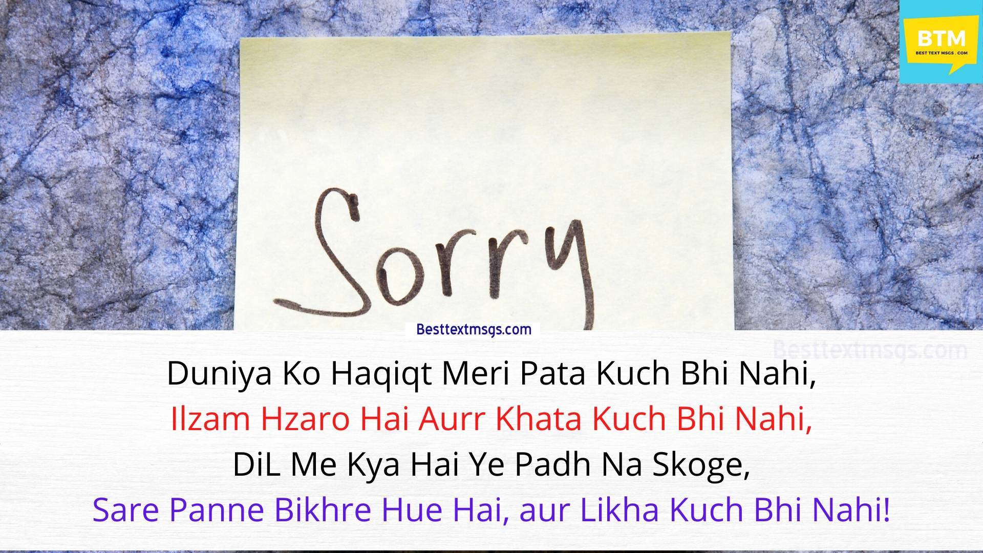 sorry sms shayari